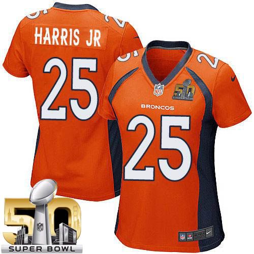 Nike Broncos #25 Chris Harris Jr Orange Team Color Super Bowl 50 Women's Stitched NFL New Elite Jersey - Click Image to Close